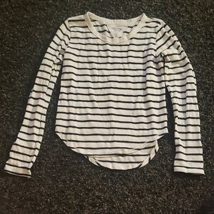 T2 Love Black and White Striped Long Sleeve Tee